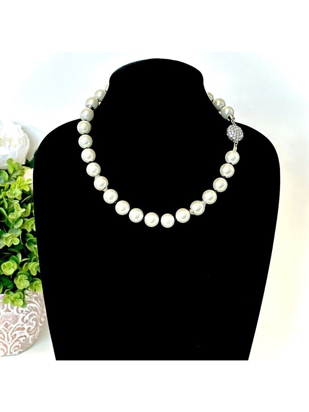 WHBM **2 necklaces in 1** Long Black Lace Wrapped Pearl Necklace - Picture 12 of 16